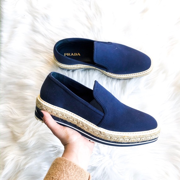 🌟 HP 🌟NWOB Prada • Platform Espadrille Slip On - Picture 1 of 4